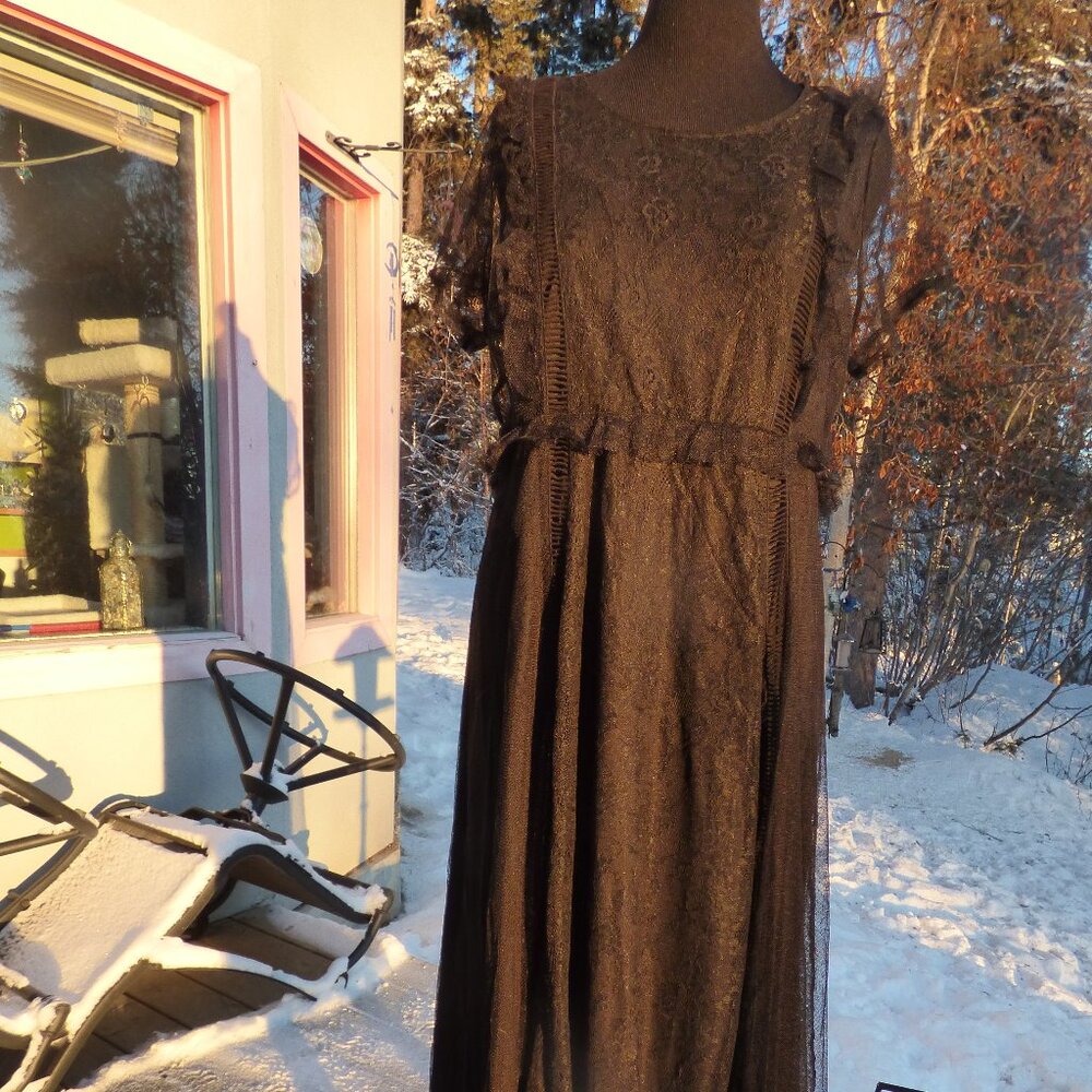 TORRID RUNWAY QUIRKY WICCA GOTH VAMPIRE BLACK LACE MESH MAXI DRESS 2X18 20 NWOT